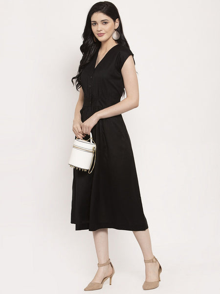 Women Black Smart Casual Dress - Ayaany.com